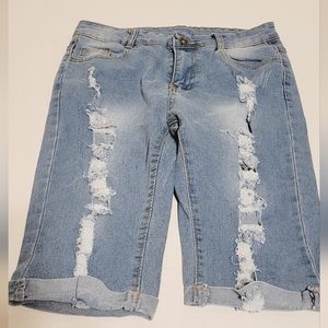 Women's Distressed Denim Cut-Offs Size M